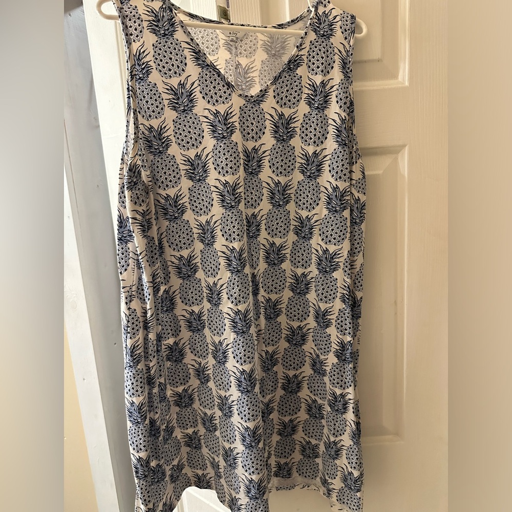 Crown & Ivy Sleeveless Pineapple Print Dress